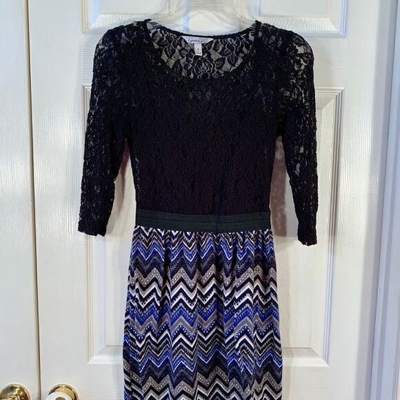 SPEECHLESS BLACK LONG SLEEVE LACE TOP DRESS SIZE S - Picture 2 of 4